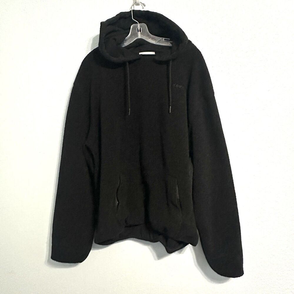 YOUNGLA Sherpa Fleece Pullover Hoodie Sweatshirt Cozy Soft Black Mens Size XL